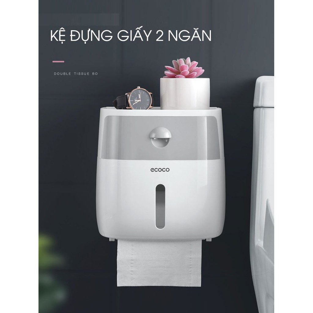 Kệ đựng giấy Ecoco treo tường 2 tầng không cần khoan