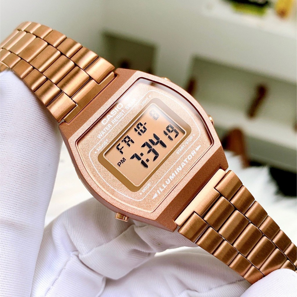 Đồng hồ Unisex(Nam/Nữ) chính hãng Casio B640WC-5ADF Quartz Mạ vàng hồng-Máy Pin-Dây kim loại-Tuổi thọ pin 7 năm