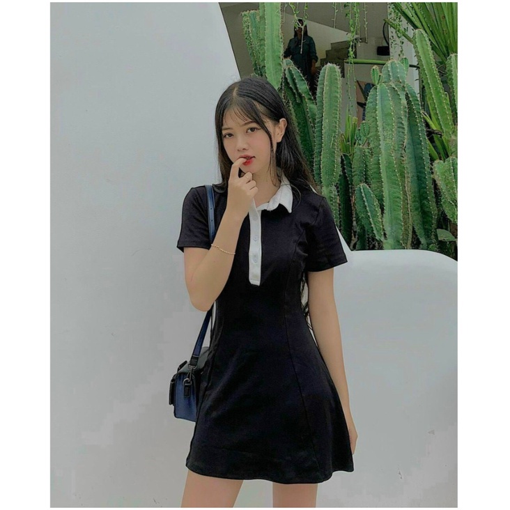 💃 Đầm Polo Nữ Đen Dáng Ôm Váy Nữ Ngắn Body Ngắn | Đầm Công Sở Trẻ Trung Thun Suông Ôm Body 🔥By steven.factory | BigBuy360 - bigbuy360.vn