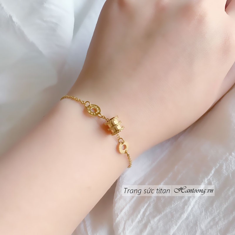 Lắc tay titan nữ không gỉ mạ vàng 18k thiết kế đơn giản thời trang phong cách ins hàn quốc