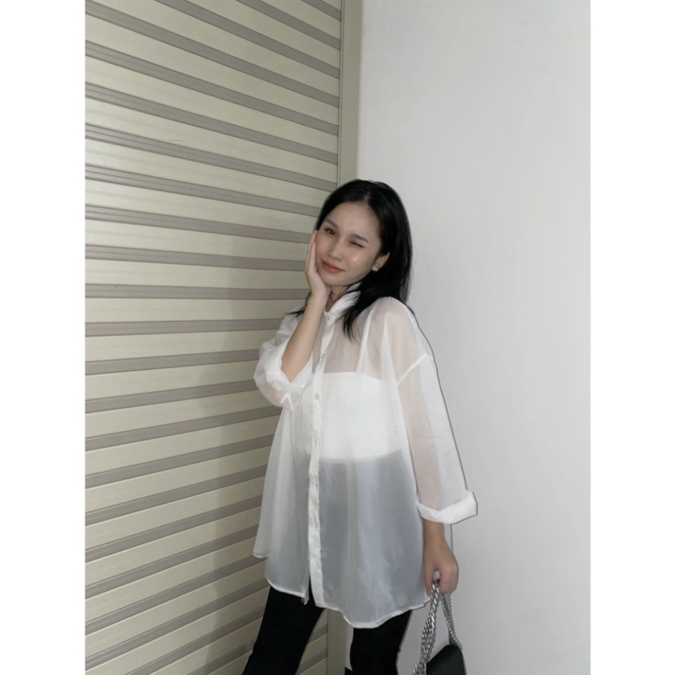 Áo Sơ Mi Trắng Xuyên Thấu Oversize Form Rộng LA ROSIE OUTFITS | LA BOUTIQUE 2 LA23 | LA ROSIE OUTFITS