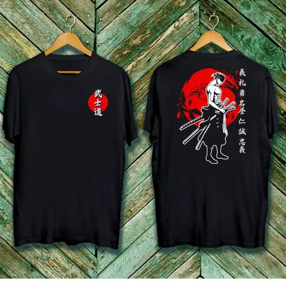 áo thun in hình Anime T-Shirt / ZORO KANJI SILUET BLACK T-Shirt  chất đẹp giá tốt
