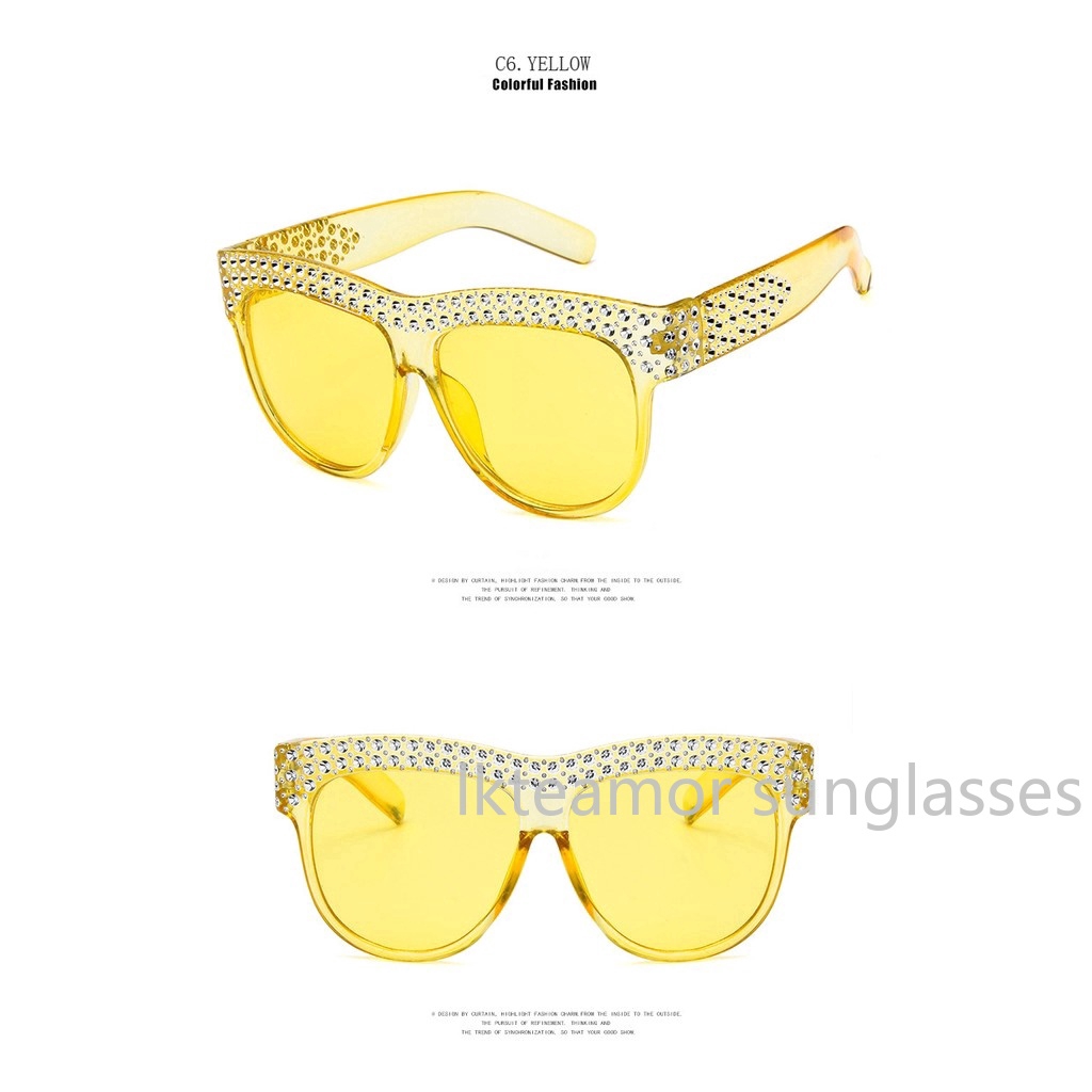 Kính mát gọng vuông đính đá lấp lánh thời trang cho nữ