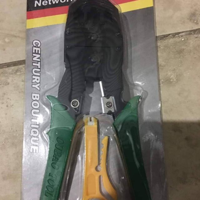 Combo kìm bấm mạng đa năng xanh + hạt mạng amp túi 100