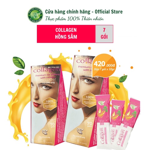 Hộp 7 gói Bột hòa tan uống liền Collagen Hồng Sâm Nhật Bản ONELIFE đẹp da, mờ thâm sạm nám nguyên chất