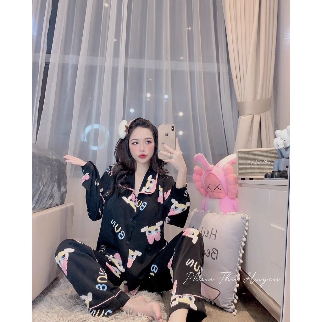 Bộ Ngủ, Bộ pijama HÀNG CHUẨN tay dài quần dài Lụa Mango mềm mịn , thoáng mát