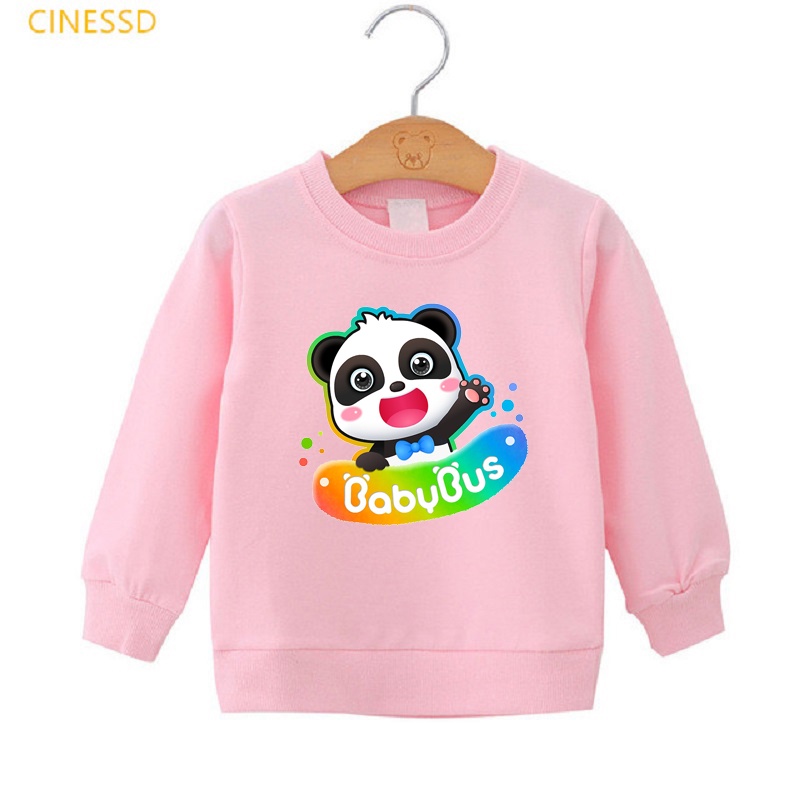 Áo Khoác Hoodie Lót Nhung Lông Cừu Màu Hồng In Hình Gấu Trúc Dễ Thương Cho Bé