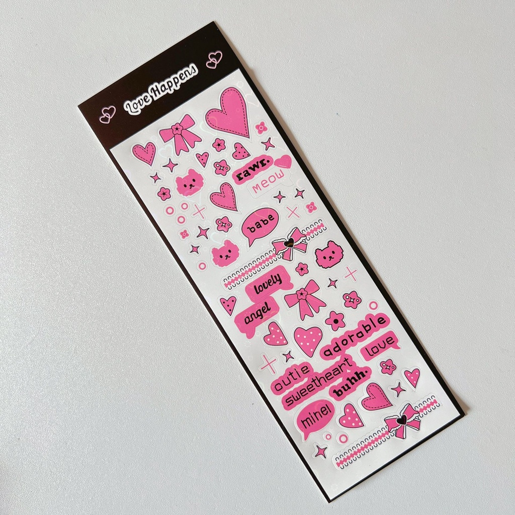 Tấm sticker laser họa tiết thỏ, tình yêu