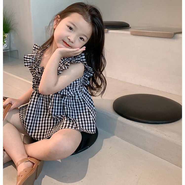 [Babycat] Hàng Có Sẵn Set Áo Sơ Mi Cotton Sát Nách Màu Trơn + Quần Short Màu Trơn Phong Cách Nhật Bản Hàn Quốc Cho Bé Gái