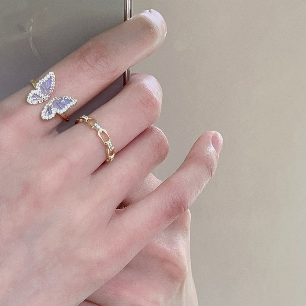 Nhẫn Hình Bướm Đính Ngọc Trai Thời Trang Hàn Quốc Sang Trọng Dành Cho Nữ