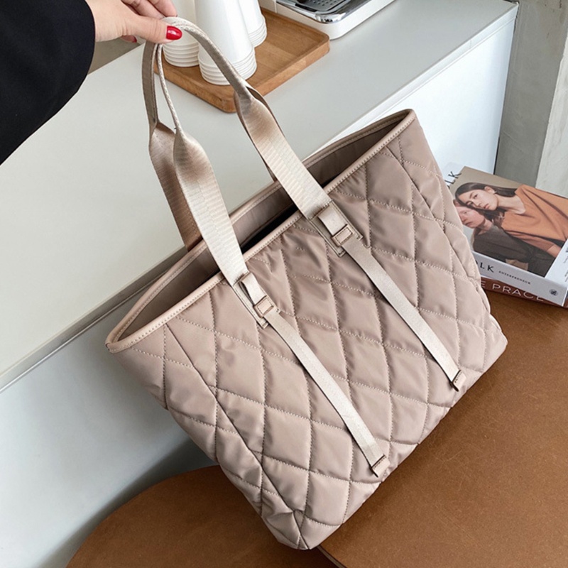 Túi Xách Nylon Sức Chứa Lớn Màu Trơn Họa Tiết Vintage Dành Cho Nữ