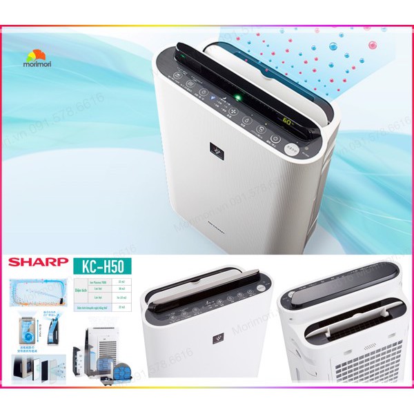 Máy Lọc Không Khí, Bù Ẩm Sharp Mẫu Mới 2022 (KC-J50-W/38m2/100V)