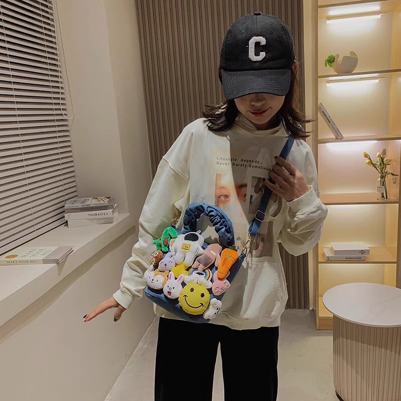 ✨💕Túi jeans đính nhiều gấu bông