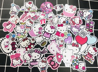 Sticker helo kitty sét 30-60 cái ép lụa có đề can bóc dán