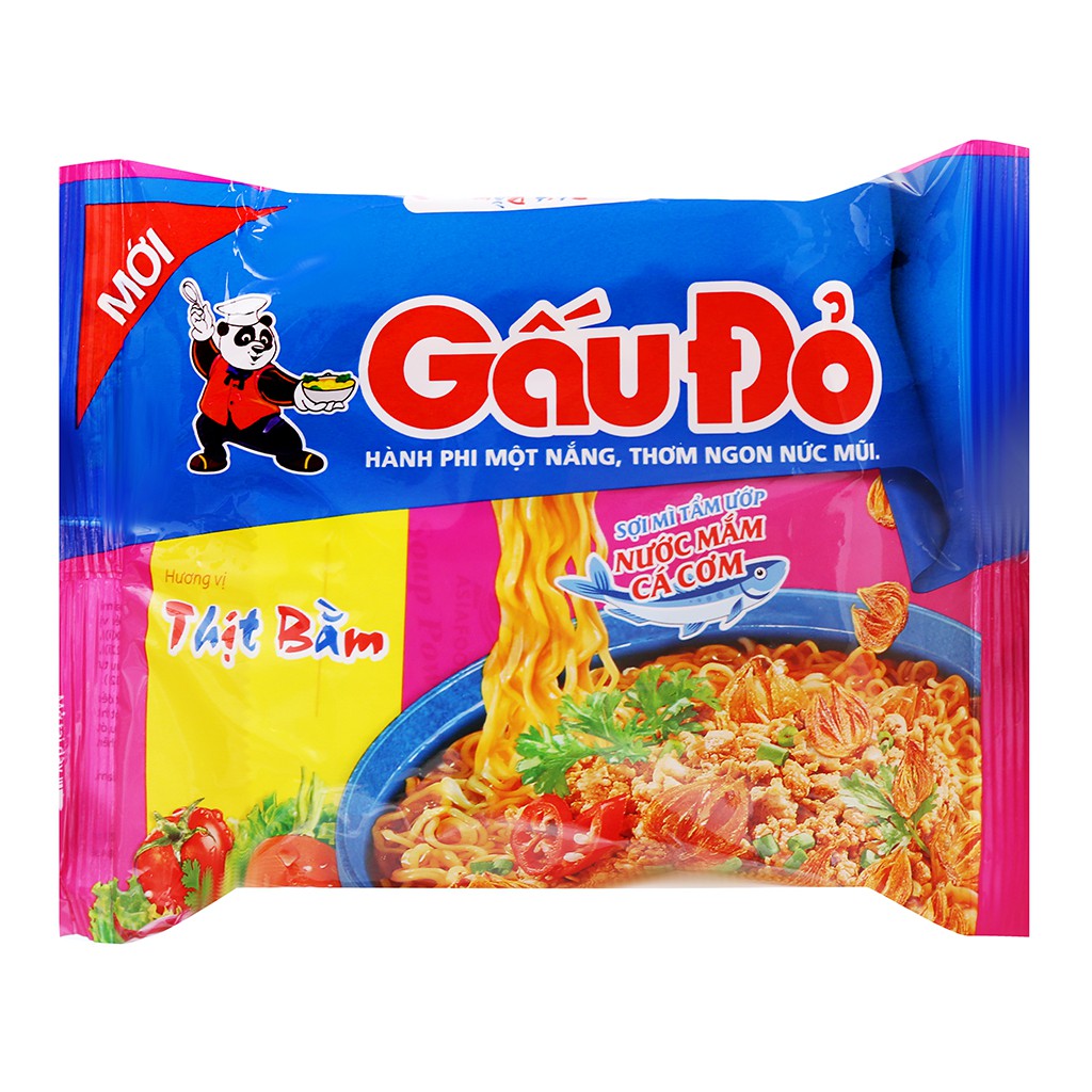 Mì Gấu Đỏ tôm chua cay/ thịt bằm/ gà sợi phở/ chay rau nấm 63g MS29