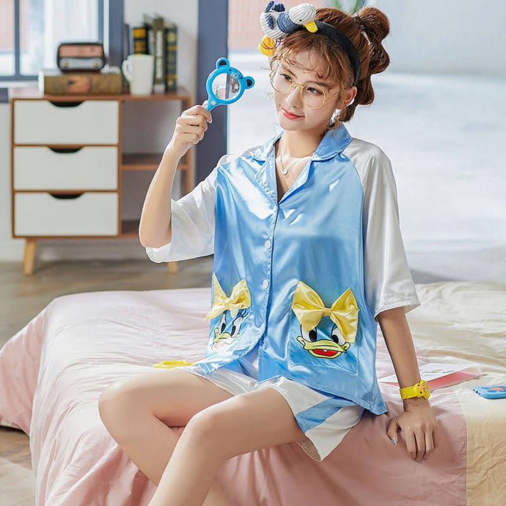 [ Mã WASTRUN4 giảm 10% tối đa 30K đơn 99K] Đồ bộ Lụa Satin hoạt hình Dễ thương xinh xắn Dạo Phố Mặc Nhà | BigBuy360 - bigbuy360.vn