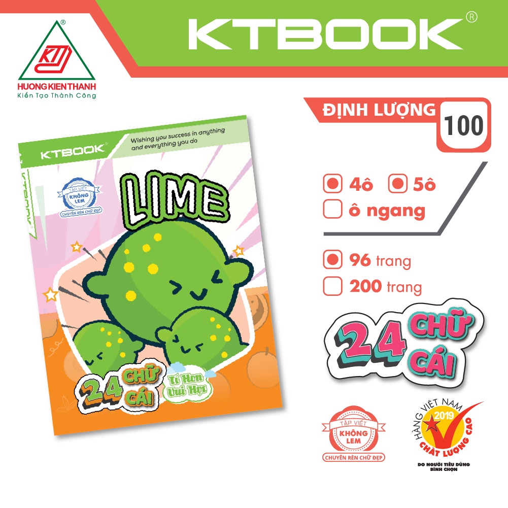 Gói 10 cuốn Tập Học Sinh Cao Cấp Chuyên Rèn Chữ Đẹp 24 Chữ Cái KTBOOK giấy trắng không lem ĐL 100 gsm - 96 trang