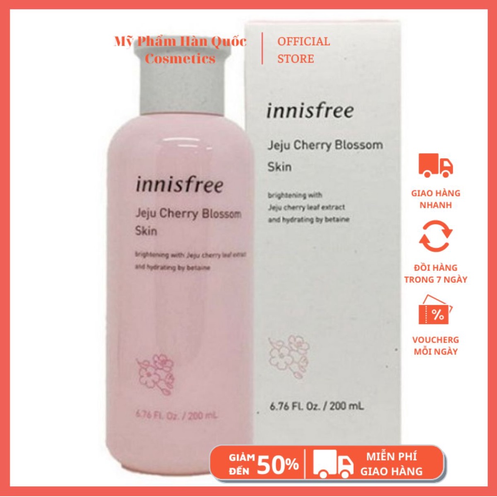 Nước Hoa Hồng Cân Bằng Da Chiết Xuất Từ Lá Hoa Anh Đào Hoàng Gia Innisfree Jeju Cherry Blossom Skin 200ml