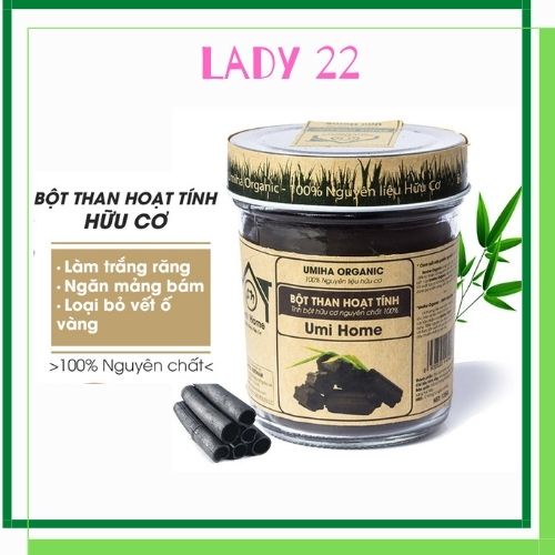 Than Hoạt Tính Trắng Răng Hữu Cơ 135gr UMIHA Nguyên Chất, Giúp Làm Trắng Răng Sạch Mảng Bám Và Ố Vàng