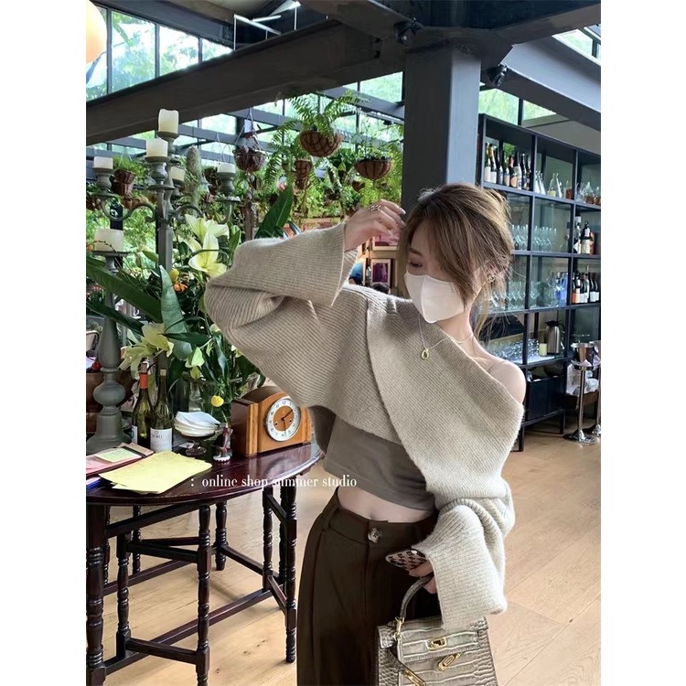 Áo Len Nữ Dài Tay Trễ Vai Thời Trang Hàn