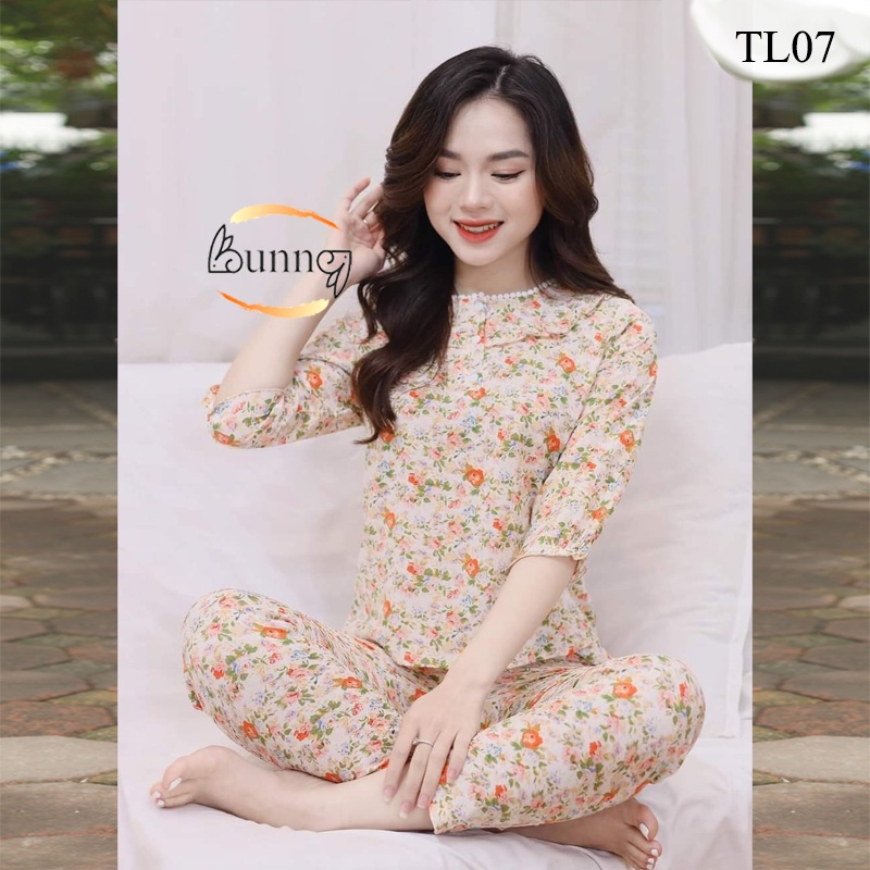 [Bunny]  Đồ bộ mặc nhà, bộ quần áo nữ mặc nhà mặc sau sinh mặc ngủ vải mềm mịn mát họa tiết xinh