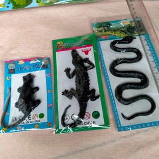 Set 3 đồ chơi hình rắn / chuột / cá sấu bằng cao su đàn hồi