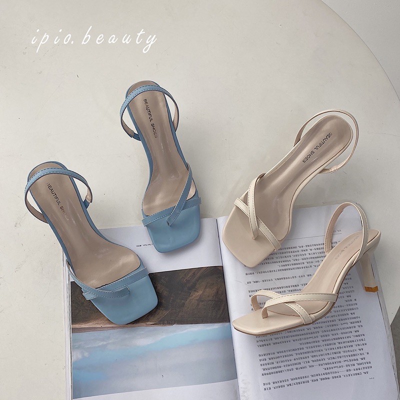 Sandal cao gót nữ xỏ ngón quai chéo gót nhọn, C110