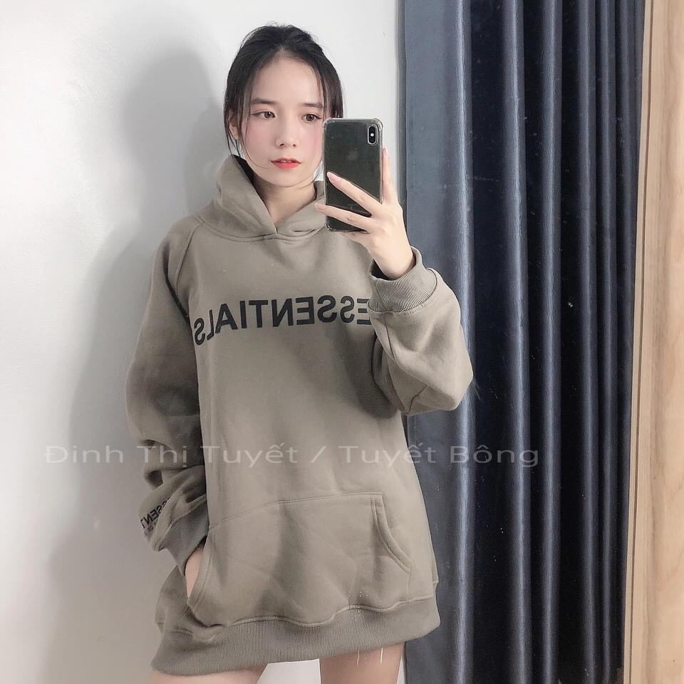 áo HOODIES Esential nỉ ấm in cao su chữ nổi siêu đỉnh túi zip đầy đủ | BigBuy360 - bigbuy360.vn
