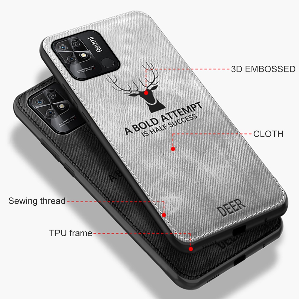 Ốp Điện Thoại Mặt Vải Denim Chống Sốc Chống Mồ Hôi Cho Xaiomi Redmi 10C 10 10A 9A 9C 9 Note 11 11S Poco M4 Pro X4 M3