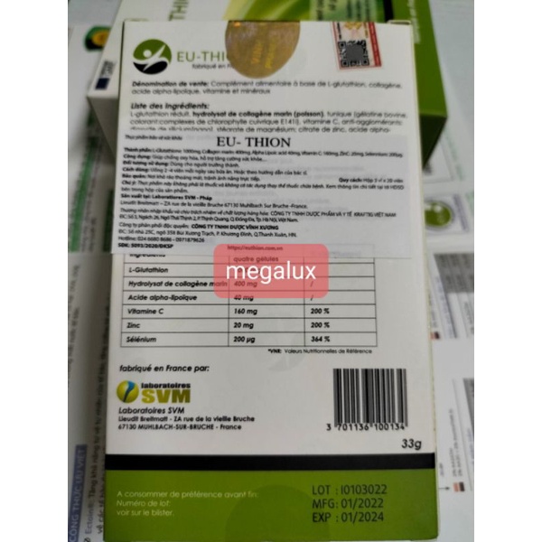 Viên Uống Trắng Da EU-THION Chính Hãng