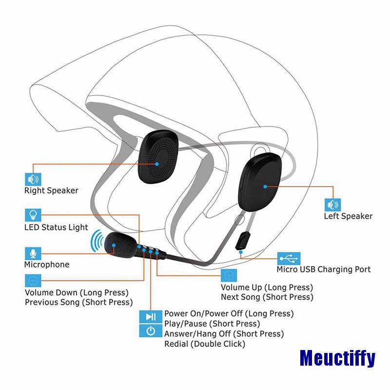 Tai Nghe Bluetooth 5.0 Không Dây Gắn Mũ Bảo Hiểm Có Thể Sạc Được