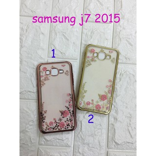 Ốp lưng dẻo đính đá viền màu cho Samsung Galaxy J7 2015