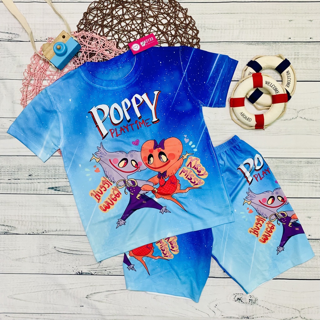 Đồ bộ bé trai, bộ thun lạnh in hình Huggy Wuggy - Poppy Playtime bé trai size đại từ 10kg -60kg