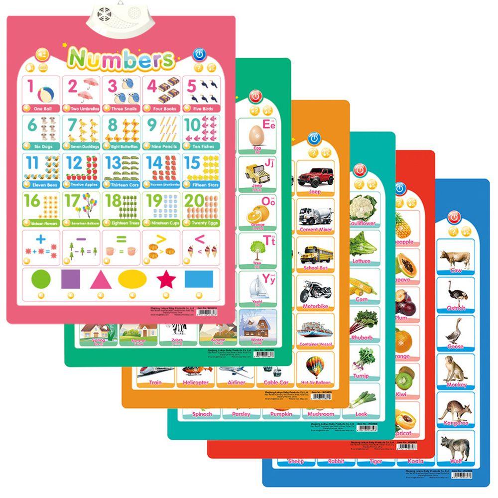 NIUYOU Áp Phích Học Chữ Cái / Số ABC Hình Động Vật Biết Nói Tương Tác