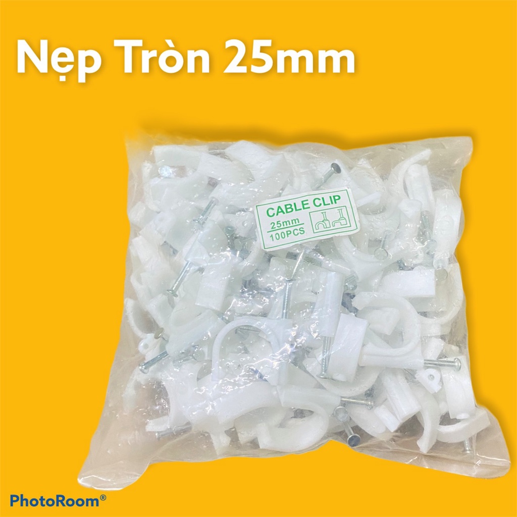 Nẹp tròn 25mm . Nẹp dây điện 1 gói gồm 100 cái