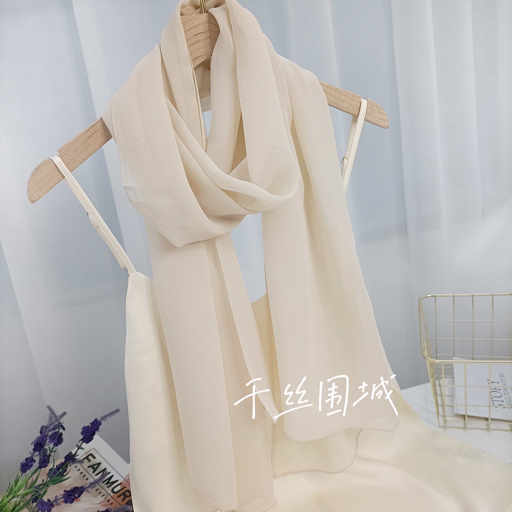 Khăn Quàng Cổ Bằng Lụa Mềm Mỏng Dáng Vuông Màu Trơn Thanh Lịch Cho Nữ