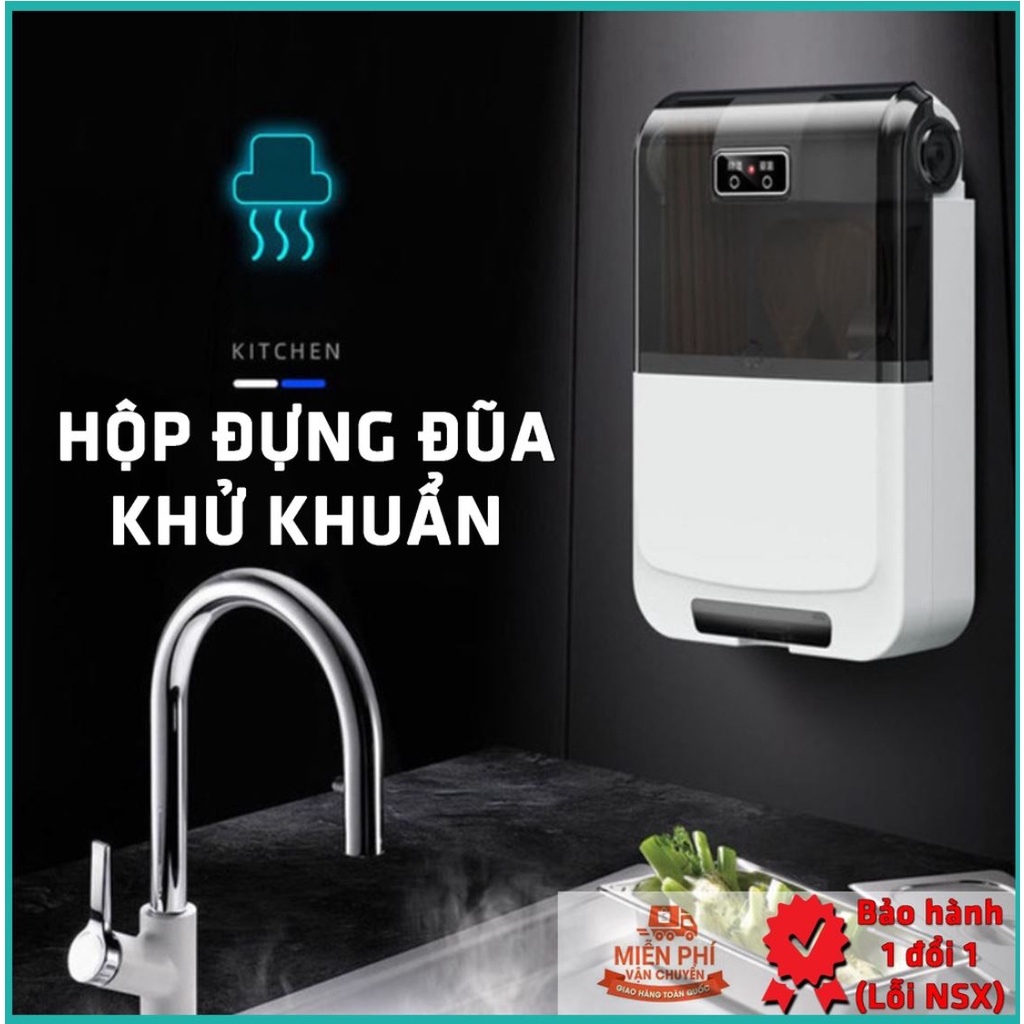 Ống Đựng Đũa Khử Trùng Treo Tường Dán Tường Tia Cực Tím Hút Sấy Ẩm Có Nắp Đậy Chống Bụi Chống Mốc