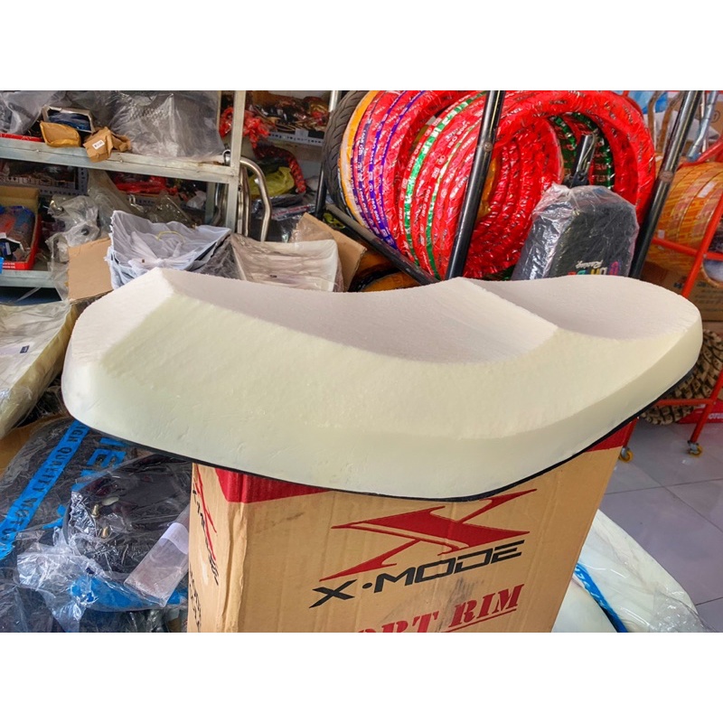 mút yên xe máy 2 tầng _ da yên thái thêu chỉ đỏ