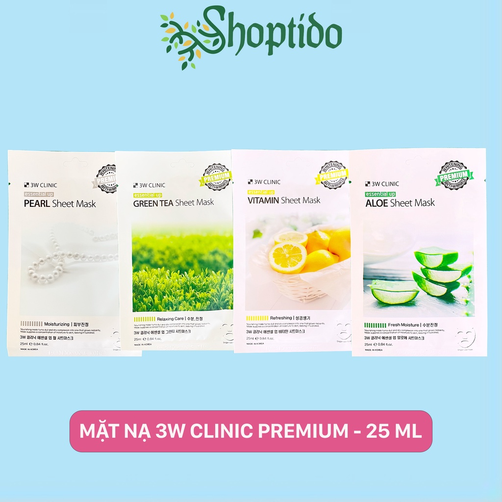 Mặt nạ 3w Clinic premium dưỡng trắng da thu giản 25 ml NPP Shoptido