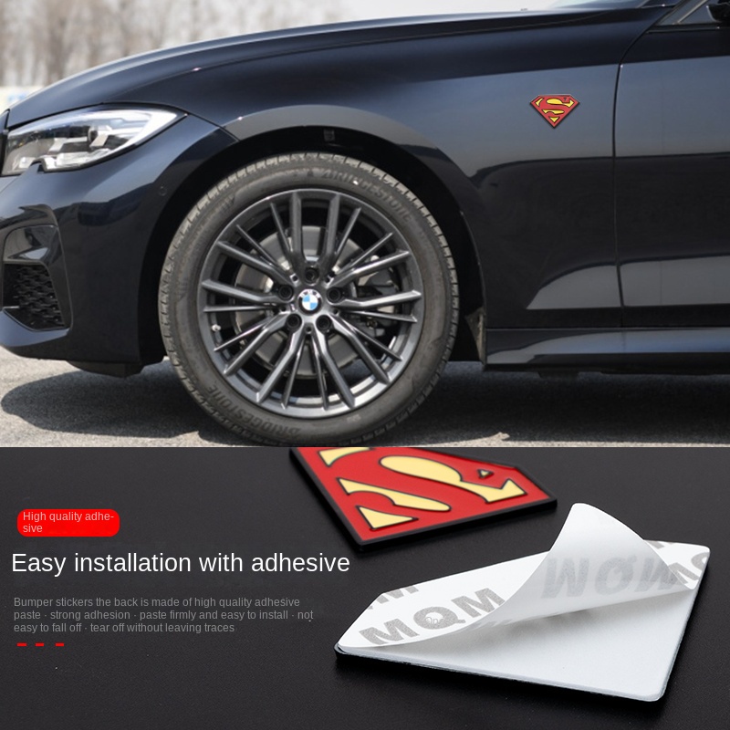Miếng Dán Logo Superman 3D Bằng Kim Loại Độc Đáo Trang Trí Đuôi Xe Hơi