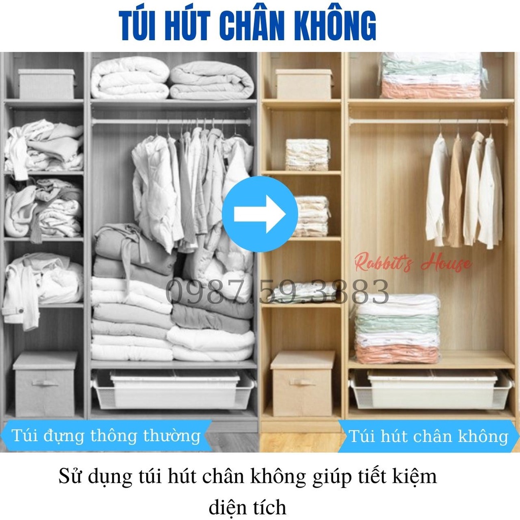 Túi Hút Chân Không Đựng Quần Áo, Chăn Màn ( DÙNG TAY KHÔNG CẦN BƠM HÚT )