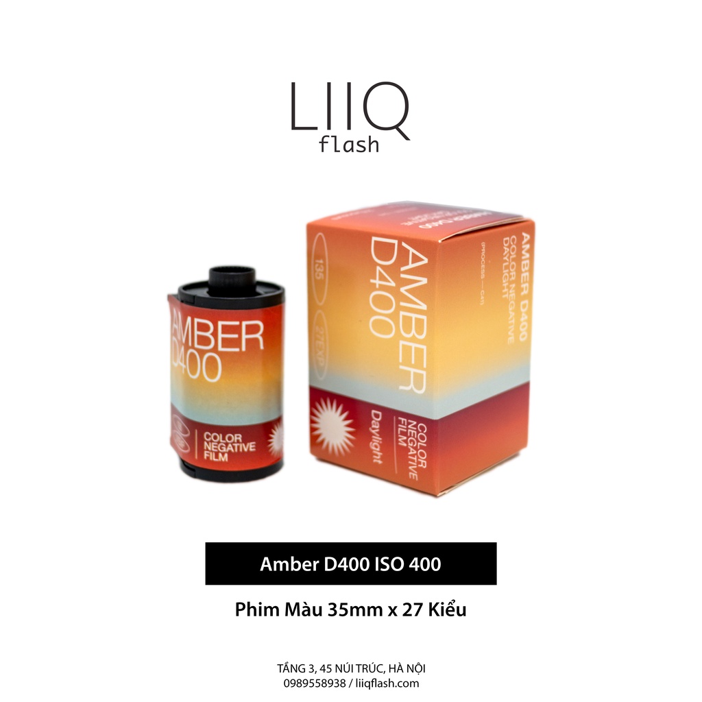 Phim Amber D400 ISO 400, Màu Color, 135/35mm x 27 Kiểu, In Date Cho Máy Chụp Ảnh Film - LIIQ Flash