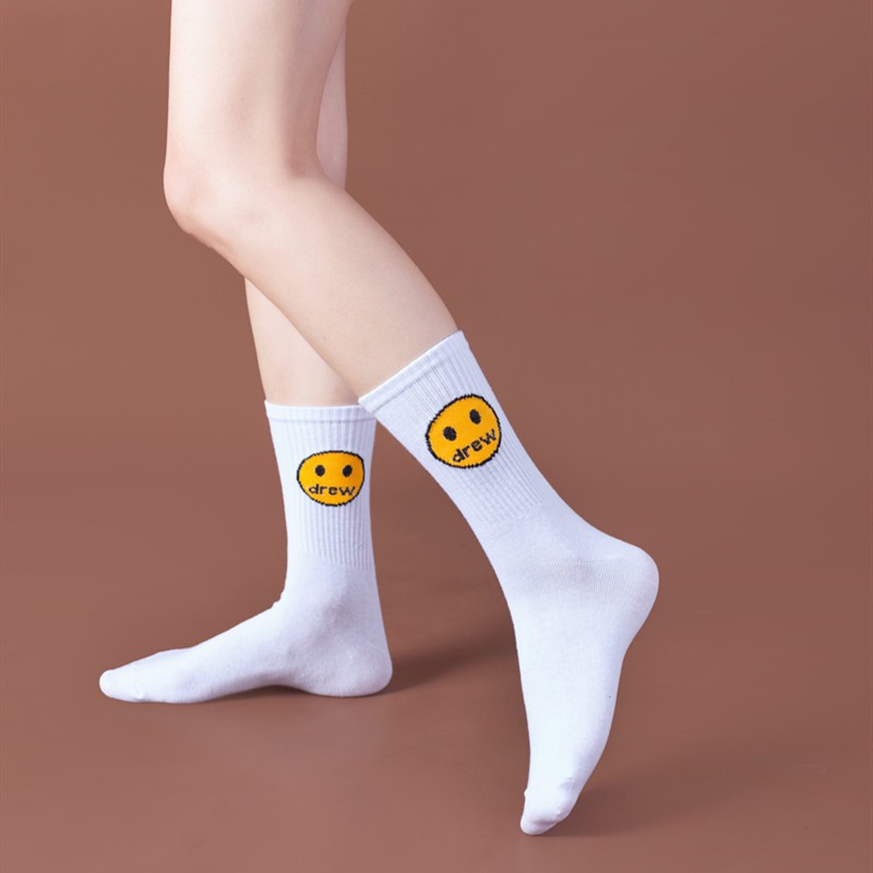 Vớ cotton nguyên chất in hình mặt cười hoạt hình dễ thương vui nhộn phong cách Harajuku cho nữ YR