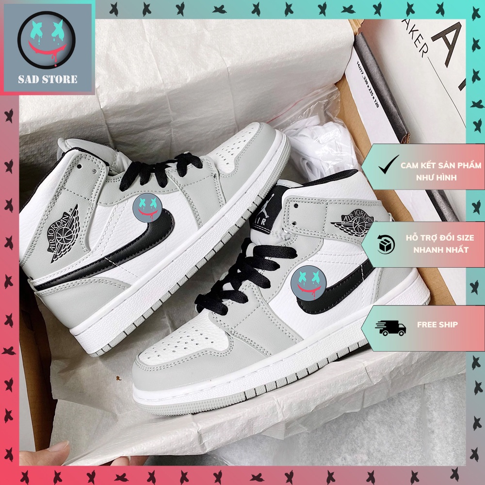 Giày Jordan Cổ Cao Xám, Giày JD Cổ Cao Xám Đen Hàng Cao Cấp Full Box + Bill | BigBuy360 - bigbuy360.vn