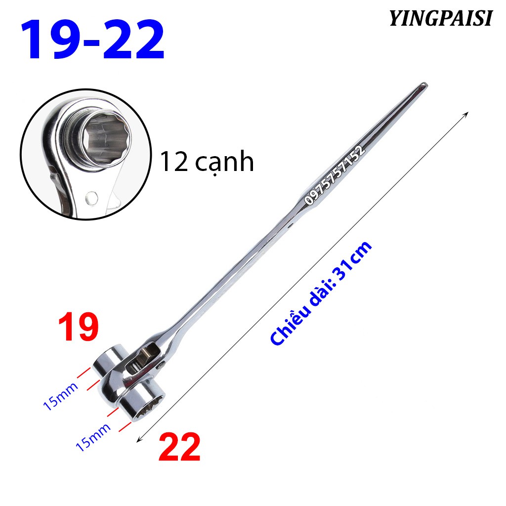 Cờ lê đuôi chuột trắng 19-22 mm, cờ lê giàn giáo tự động YINGPAISI thép CR-V, tuýp giàn giáo đa năng 2 đầu (Màu trắng)