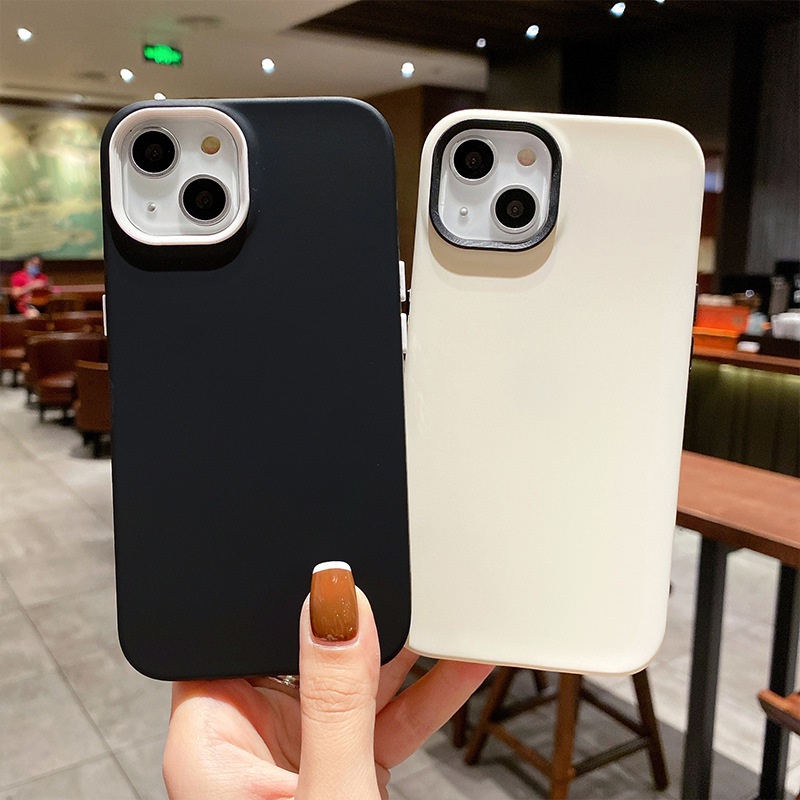 Ốp Điện Thoại Silicone Lỏng Màu Trơn Sang Trọng 3 Trong 1 Cho iPhone 13 Mini 12 11 Pro Max