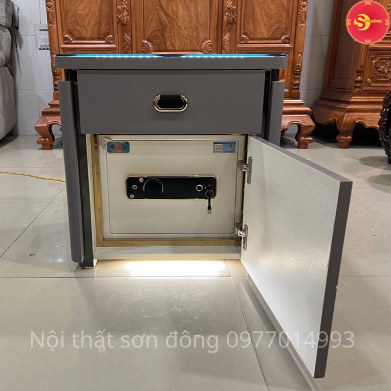 Tủ Đầu Giường Két Sắt Thông Minh  sạc điện thoại không dây, cảm biến wifi báo động từ xa, khóa mã vântay CN-KS01