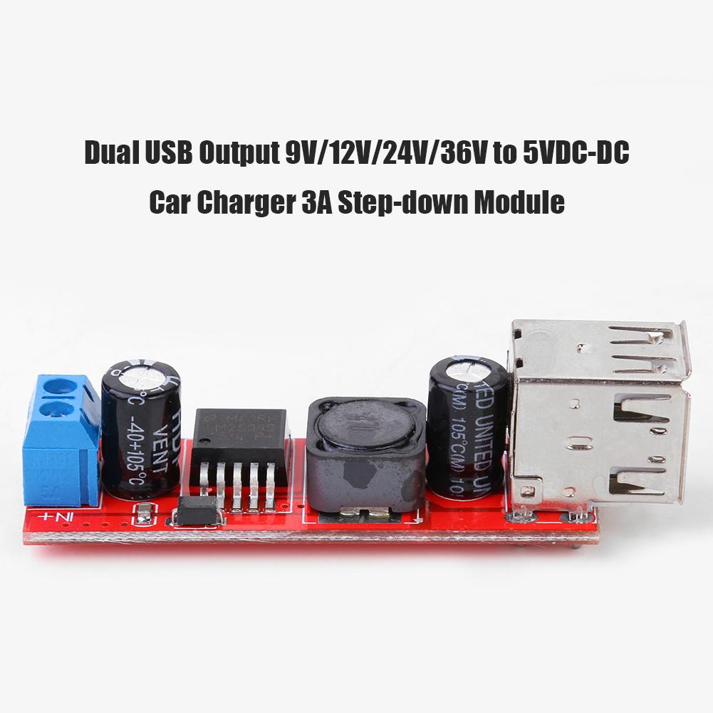 Mô Đun Chuyển Đổi Nguồn Điện Usb Kép Từ 9v/12v/24v/36v Sang 5vdc-dc 3a