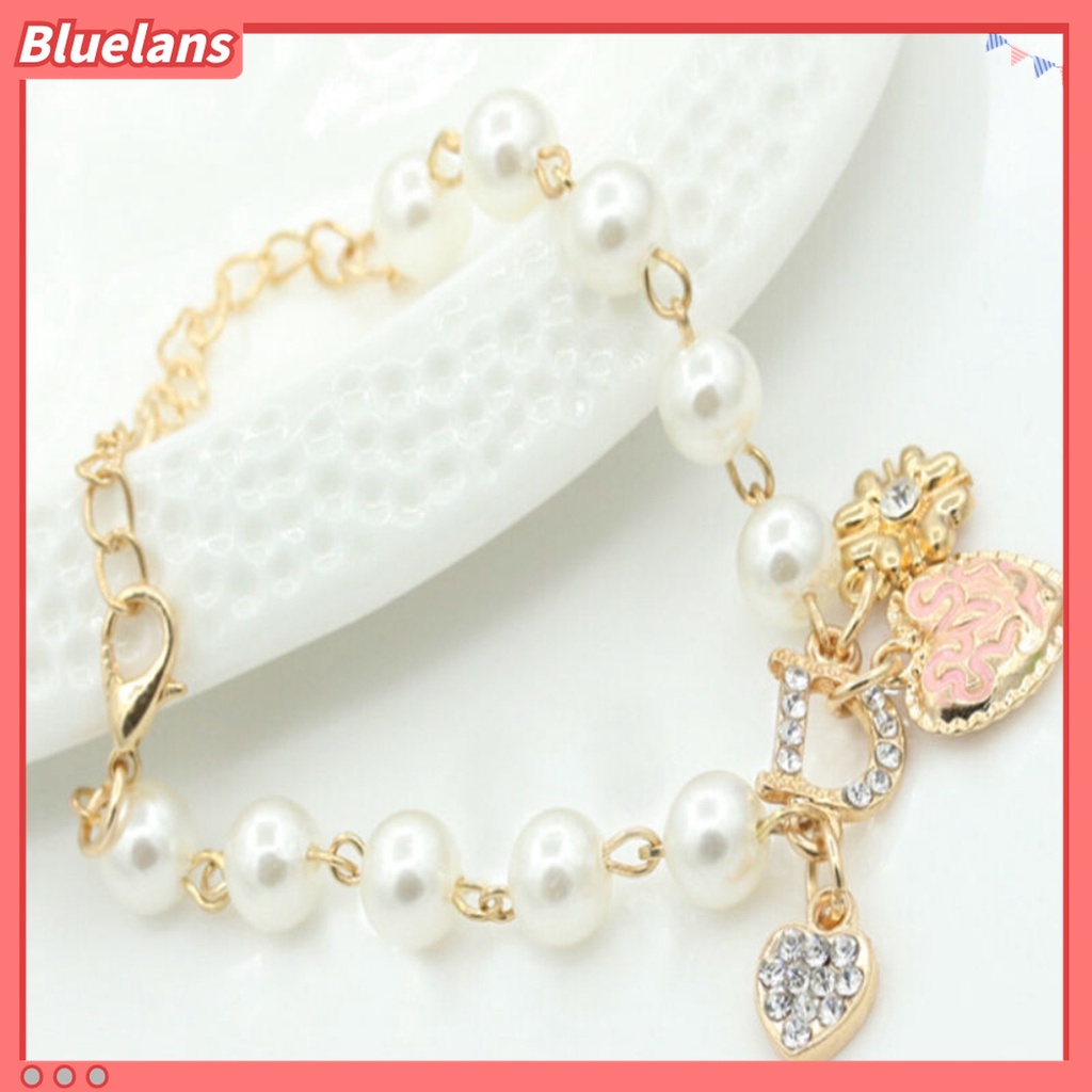 Lắc tay ngọc trai họa tiết trái tim xinh xắn cho nữ