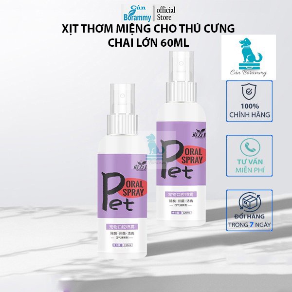 [Mã PET50 giảm 10% - tối đa 50K đơn 250K] Xịt thơm miệng cho thú cưng 120ml - súc miệng làm sạch răng miệng cho chó mèo